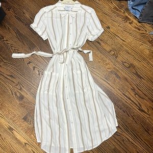 L’Academie dress. Off white and beige stripes